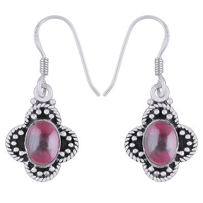 Gorgeous Rawa & Twisted Wire Work Around Garnet Oval Shape 925 Sterling Solid Silver Earrings - R1501382-51