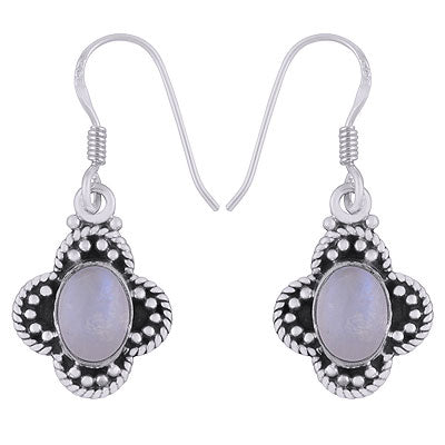 Gorgeous Rawa & Twisted Wire Work Around Rainbow Moonstone Oval Shape 925 Sterling Solid Silver Earrings - R1501382-53