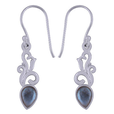 Alluring Handcrafted Work Around Labradorite Pear Shape 925 Sterling Solid Silver Earrings - R1501390-3