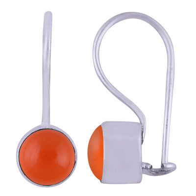Gorgeous Plain Carnelian Round Shape 925 Sterling Solid Silver Earrings - R1501391-111