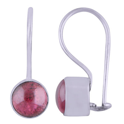 Gorgeous Plain Garnet Round Shape 925 Sterling Solid Silver Earrings - R1501391-5