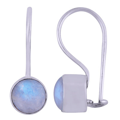 Gorgeous Plain Rainbow Moonstone Round Shape 925 Sterling Solid Silver Earrings - R1501391-8