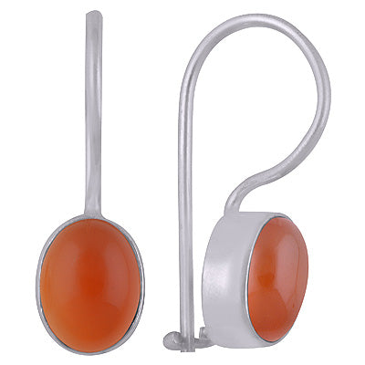 Stunning Plain Carnelian Oval Shape 925 Sterling Solid Silver Dangle Earrings - R1501392-115