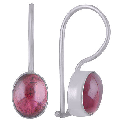 Stunning Plain Garnet Oval Shape 925 Sterling Solid Silver Dangle Earrings - R1501392-5