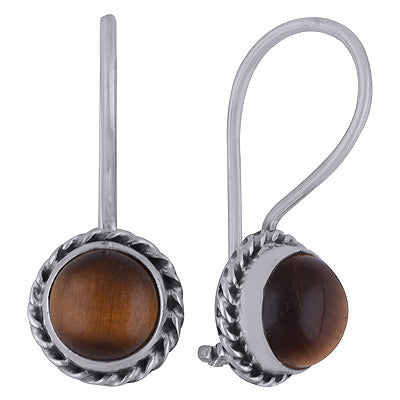 925 Sterling Silver Tiger's Eye Earrings - R1501393-79