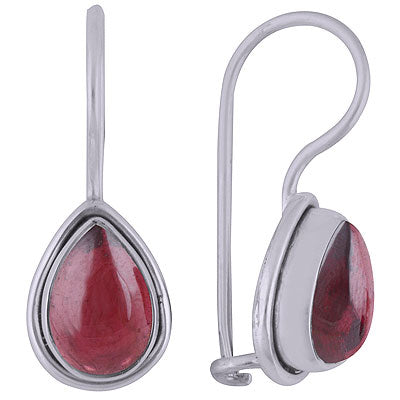 Stunning Plain Garnet Pear Shape 925 Sterling Solid Silver Dangle Earrings - R1501395-125