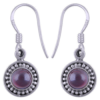 Stunning Rawa Work Around Garnet Round Shape 925 Sterling Solid Silver Dangle Earrings - R1501409-4