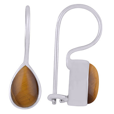 Gorgeous Plain Tiger's Eye Pear Shape 925 Sterling Solid Silver Earrings - R1501413-119