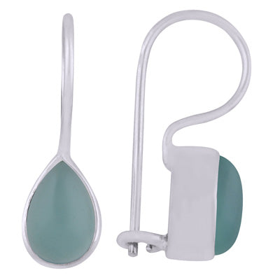Gorgeous Plain Aqua Chalcedony Pear Shape 925 Sterling Solid Silver Earrings - R1501413-124