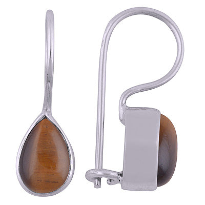 Gorgeous Plain Tiger's Eye Pear Shape 925 Sterling Solid Silver Earrings - R1501413-128