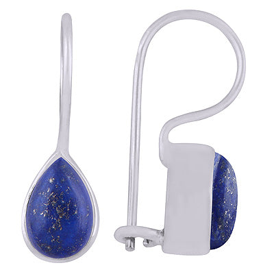 Gorgeous Plain Lapis Pear Shape 925 Sterling Solid Silver Earrings - R1501413-24