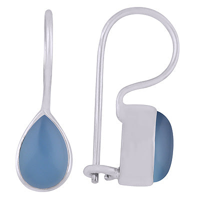 Gorgeous Plain Blue Chalcedony Pear Shape 925 Sterling Solid Silver Earrings - R1501413-31