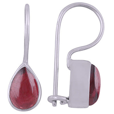 Gorgeous Plain Garnet Pear Shape 925 Sterling Solid Silver Earrings - R1501413-5