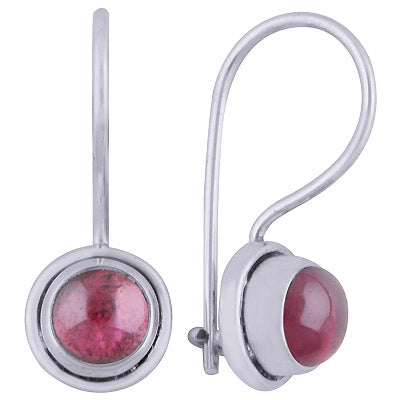 Gorgeous Setting Around Garnet Round Shape 925 Sterling Solid Silver Dangle Earrings - R1501415-3