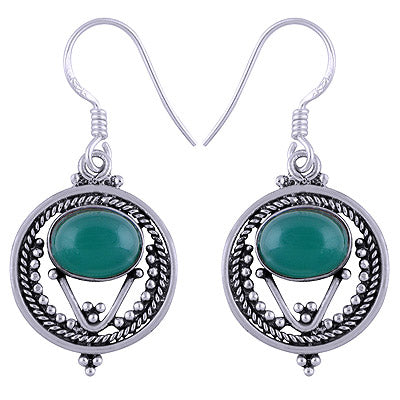 925 Sterling Silver Green Onyx Earrings - R1501416-24