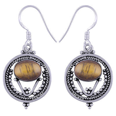 925 Sterling Silver Tiger's Eye Earrings - R1501416-28