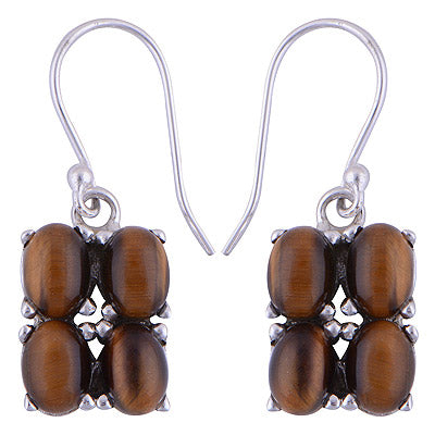 925 Sterling Silver Tiger's Eye Earrings - R1501421-22