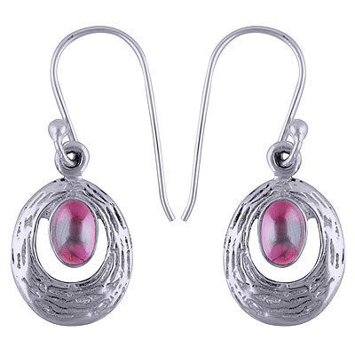 Gorgeous Wire Work Pattern Around Garnet Oval Shape 925 Sterling Solid Silver Dangle Earrings - R1501424-66