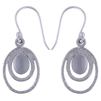 Beautiful Hammer Textured work on Aqua Chalcedony Oval Shape 925 Sterling Solid Silver Earrings - R1501425-24