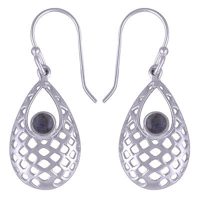 Gorgeous Jali Pattern Around Labradorite Round Shape 925 Sterling Solid Silver Earrings - R1501432-32