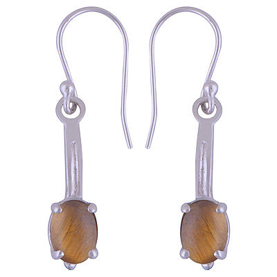 925 Sterling Silver Tiger's Eye Earrings - R1501470-26