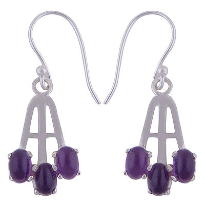 925 Sterling Silver Amethyst Earrings - R1501477-1