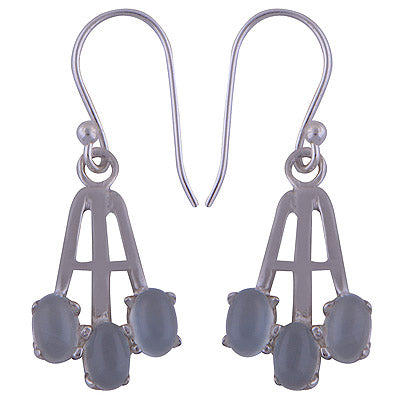 925 Sterling Silver Aqua Chalcedony Earrings - R1501477-19