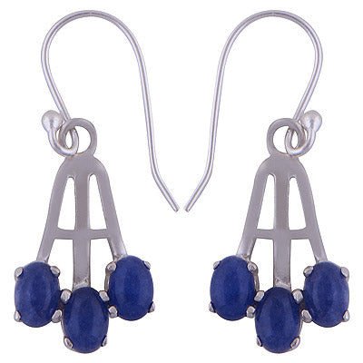 925 Sterling Silver Blue Corundum Earrings - R1501477-29
