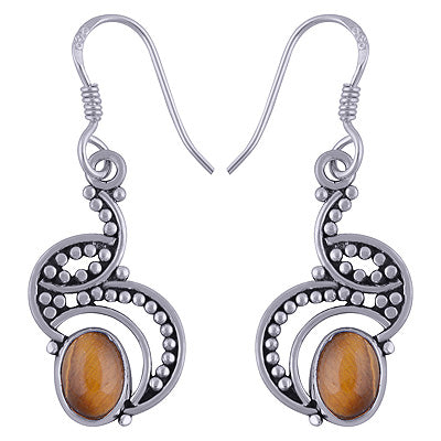 Artisan Handcrafted Beautiful Tiger's Eye Oval Shape 925 Sterling Solid Silver Earrings - R1501495-18