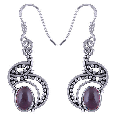 Artisan Handcrafted Beautiful Garnet Oval Shape 925 Sterling Solid Silver Earrings - R1501495-4