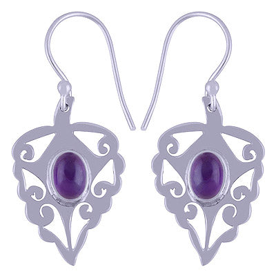 925 Sterling Silver Amethyst Earrings - R1501502-1