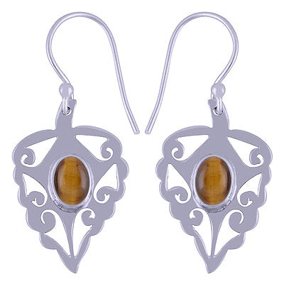 925 Sterling Silver Tiger's Eye Earrings - R1501502-44
