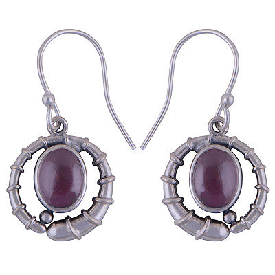 925 Sterling Silver Garnet Earrings - R1501538-2