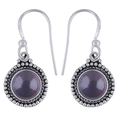 Authentic Rawa Around Garnet Round Shape 925 Sterling Solid Silver Dangle Earrings - R1501582-62