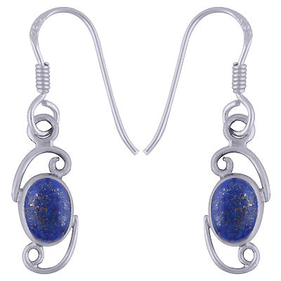 Gorgeous Handcrafted Wire Work Around Lapis Oval Shape 925 Sterling Solid Silver Earrings - R1501595-20