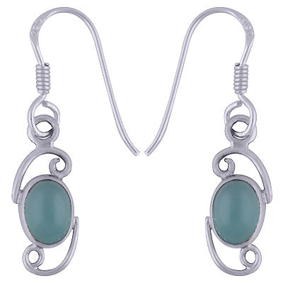 Gorgeous Handcrafted Wire Work Around Aqua Chalcedony Oval Shape 925 Sterling Solid Silver Earrings - R1501595-82