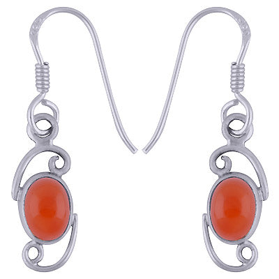 Gorgeous Handcrafted Wire Work Around Carnelian Oval Shape 925 Sterling Solid Silver Earrings - R1501595-83