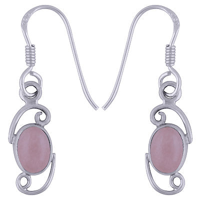 Gorgeous Handcrafted Wire Work Around Rose Quartz Oval Shape 925 Sterling Solid Silver Earrings - R1501595-88