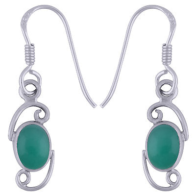 Gorgeous Handcrafted Wire Work Around Green Onyx Oval Shape 925 Sterling Solid Silver Earrings - R1501595-89