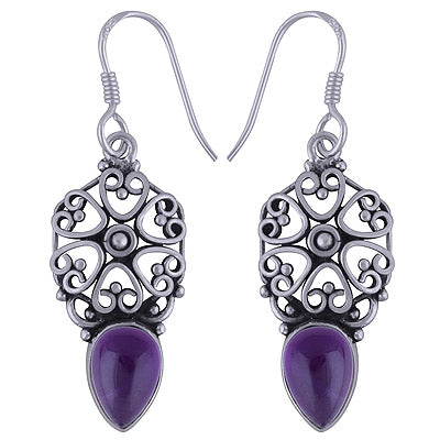 925 Sterling Silver Amethyst Earrings - R1501604-1