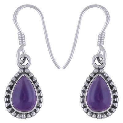 Gorgeous Rawa Work Around Amethyst Pear Shape 925 Sterling Solid Silver Dangle Earrings - R1501629-51