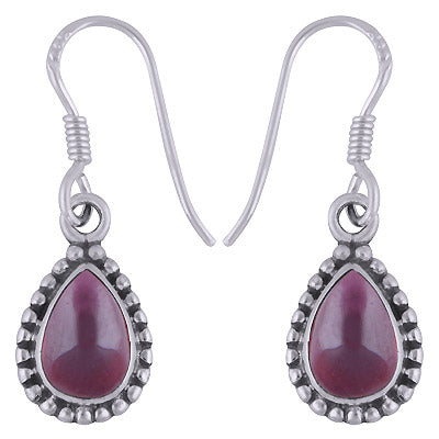 Gorgeous Rawa Work Around Garnet Pear Shape 925 Sterling Solid Silver Dangle Earrings - R1501629-52