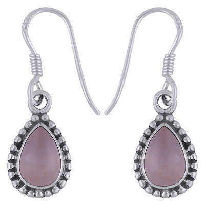 Gorgeous Rawa Work Around Rose Quartz Pear Shape 925 Sterling Solid Silver Dangle Earrings - R1501629-63