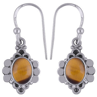 925 Sterling Silver Tiger's Eye Earrings - R1501639-44