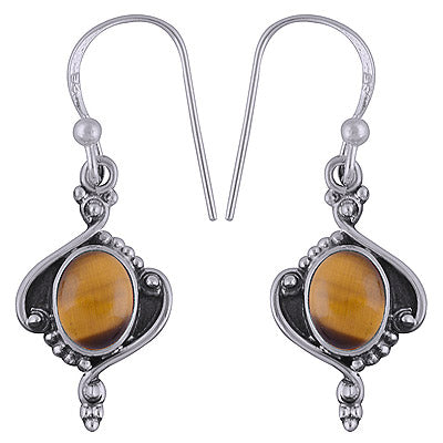 925 Sterling Silver Tiger's Eye Earrings - R1501642-42