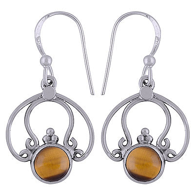 925 Sterling Silver Tiger's Eye Earrings - R1501646-38