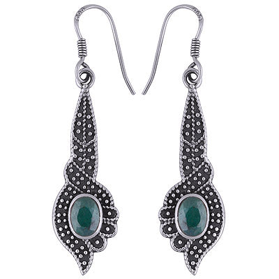 925 Sterling Silver Green Corundum Earrings - R1501684-18