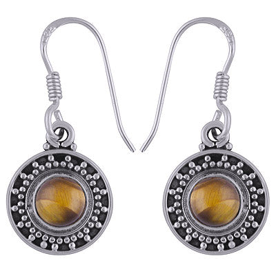 925 Sterling Silver Tiger's Eye Earrings - R1501696-22