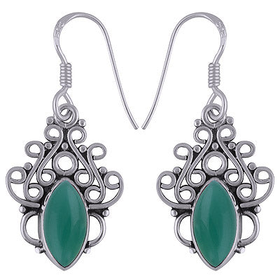 925 Sterling Silver Green Onyx Earrings - R1501715-35