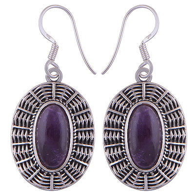925 Sterling Silver Amethyst Earrings - R1501716-1
